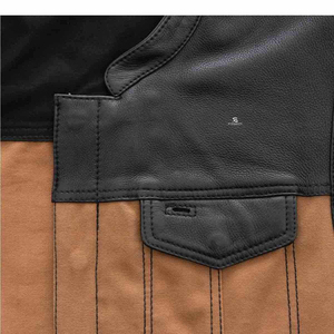 Men's Premium <b>Leather</b> Biker Vest Wholesale Adults Custom OEM ODM Motorcycle <b>Sleeveless</b> <b>Jacket</b> Casual Outerwear - Product Image 4