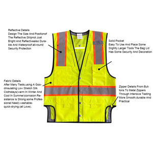 Veste de sécurité réfléchissante OEM imperméable en gros, plusieurs tailles, avec plusieurs poches - Product Image 1