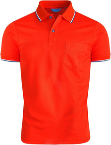Men's Orange Short Sleeve Stand <b>Collar</b> <b>T</b>-<b>Shirt</b> Contrast Trim Regular Fit Casual Knitted 100% Cotton Breathable Solid Color - Product Image 4