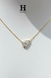 Pendentif en diamant de laboratoire taille poire certifié IGI |   Collier solitaire en or jaune 14 carats en forme de larme pour femme - Product Image 5