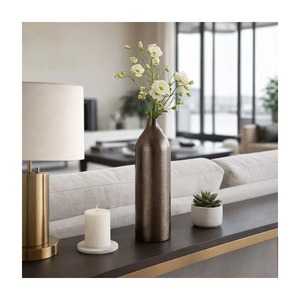 Jarrón de Latón con Forma de Pluma Dorada Clásica Negra, 29 cm de Altura, Decoración de Mesa Hecha a Mano, Estilo Bohemio - Product Image 3