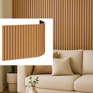 Panneau mural en placage de bois rayé, design minimaliste moderne, décoration intérieure, usage domestique, panneau 3D insonorisant - Product Image 4