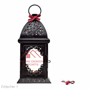 Lanterne à bougie en métal faite à la main, émail rouge, lanterne en métal - Product Image 6