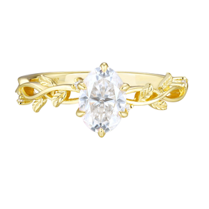 Bague en diamant de culture 1,00 ct, clarté VS1, taille ovale, couleur E, or jaune 14 carats, inspirée de la nature, pour femme - Product Image 1