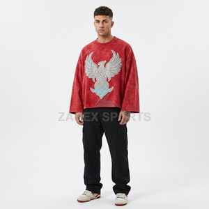 T-shirt vintage personnalisé pour homme, en coton 100% tricoté, délavé à l'acide, coupe oversize, grande taille, manches longues, avec logo imprimé, fabriqué au Pakistan - Product Image 5