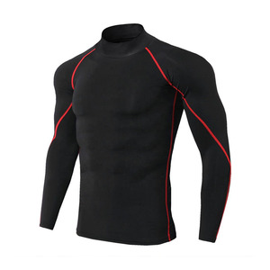 T-shirt de compression personnalisé pour homme, manches longues, sport, gym, fitness, entraînement, rashguard, respirant, séchage rapide, vêtements de sport OEM - Product Image 1