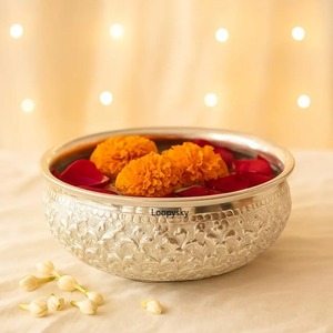 Trending Metal Urli Bowl Vintage Finish Floating Diya Flower Decorative Bowl for <b>Temple</b> Decoration - Product Image 2