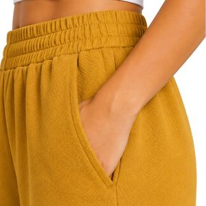 Pantalon de survêtement jaune moutarde à jambes larges pour femme, taille élastique, coupe ample, en molleton de coton, pantalon de détente oversize, streetwear décontracté - Product Image 4