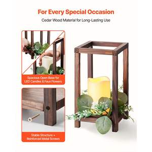 Juego de 12 Centros de Mesa de Boda de Madera Marrón con 12 Portavelas y 12 Velas LED sin Llama para Decoración de Mesa - Product Image 3