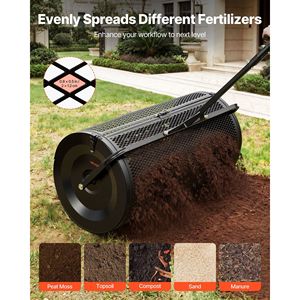 Épandeur de compost de 36 pouces de large pour jardin, tourbe, engrais, avec poignée de poussée/traction, 4 hauteurs réglables, en acier thermolaqué - Product Image 3