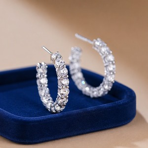 Pendientes de Aro Plateados con Diamantes, Joyería de Moda de Lujo, Regalo para Mujer, Aniversario de Bodas, Cumpleaños, Compromiso - Product Image 5