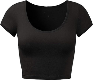 2026 <b>Top</b> Selling Custom Women's Solid Green Scoop Neck Short Sleeve Knitted T-Shirt 100% Cotton Breathable Eco-Friendly <b>Zipper</b> - Product Image 4