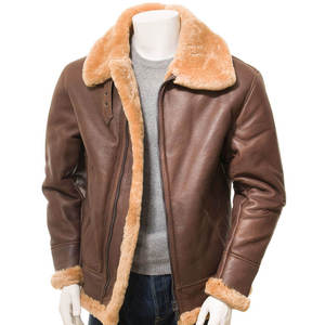 Chaquetas de cuero de oveja personalizadas de moda para hombre, impermeables, para invierno, para motocicleta, con forro de piel de oveja. - Product Image 5