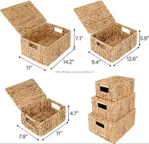 High Quality Cheap Wholesale Handmade Water Hyacinth Luxury Eco-Friendly Vietnam Sustainable Decorative <b>Laundry</b> <b>Basket</b> Home - Product Image 2
