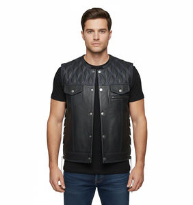 Chaleco de Motocicleta de Diseño Minimalista, Personalizado, de Cuero Genuino, Corte Elegante, para Uso Diario, Ideal para Todos los Conductores - Product Image 4