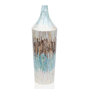 Delightful <b>Tall</b> MOP Inlay Vase Decorative <b>Table</b> Vase Modern Artistic Flower Vase Accent Ideal For Living Room Home Decor Styling - Product Image 1
