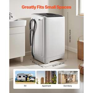 Mini lave-linge portable 1,3 pi3, écran LED, tambour en acier inoxydable, 8 programmes de lavage, 6 niveaux d'eau pour appartements, camping-cars, dortoirs - Product Image 4