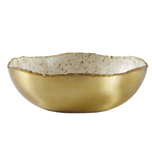 Bol de service en métal doré de luxe, fournitures pour hôtels et restaurants, décoration de table, fruits, dessert, service, bols fantaisie, décoration du Ramadan - Product Image 1