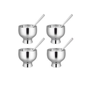 Bols à glace en acier inoxydable avec cuillère, design moderne, compatibles lave-vaisselle, vaisselle de service pour fêtes - Product Image 5