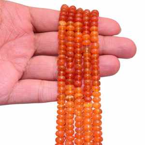 Cuentas de cornalina natural lisas en forma de rondel de 5-7 mm, cuentas sueltas de piedra de cornalina para pulseras y fabricación de joyería al por mayor. - Product Image 4