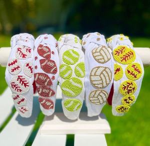 Serre-tête en strass à nœud de baseball, accessoire premium pour le jour du match, avec breloque batte dorée, bijou pour maman, accessoire scintillant pour l'esprit d'équipe, produit phare - Product Image 4