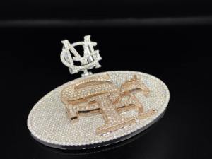 Colgante de Cresta Personalizado de Acero Inoxidable con Diamantes CZ Helados, Amuleto de Cristal Iced Out, Chapado en Rodio de Imitación, Estilo Hip Hop, Unisex - Product Image 4