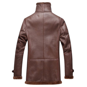2026 Top Selling Men's Original Brown Sheepskin Leather <b>Jacket</b> 100% High Quality Low MOQ Heated Fashion Regular Length Front - Product Image 2