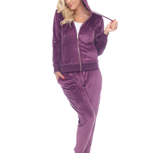Y2K Women's Winter Short 2 Piece Set Velvet Sweat Suit Zipper Hoodies Pants Custom Logo Cotton Rhinestone <b>Velour</b> <b>Tracksuit</b> - Product Image 4