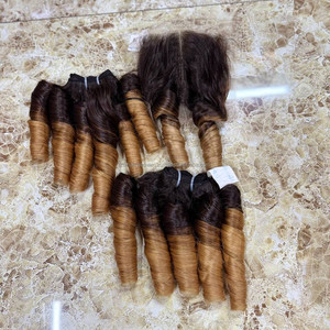 Extensiones de Cabello Humano de Moda, Paquetes de Cabello Humano con Trama Cosida a Mano, Extensiones de Cabello Humano con Frente de Encaje, Pelucas de Cabello Humano Rizado y Voluminoso - Product Image 1