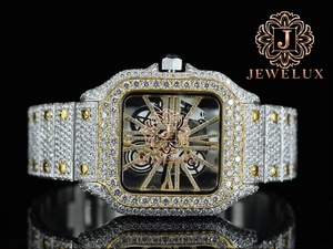 Montre Hip Hop en acier inoxydable avec diamants Moissanite et pierres étincelantes, montre tendance pour hommes, pour artistes musicaux et créateurs de tendances - Product Image 1