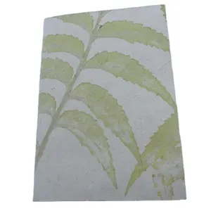 Handmade wood free natural leaves impression birthday greeting card