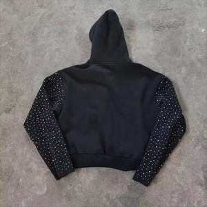 Nouveau Survêtement d'hiver oversize imprimé uni délavé effet soleil avec strass, pantalon évasé superposé et pull, style streetwear, faible MOQ, fournisseur OEM - Product Image 3
