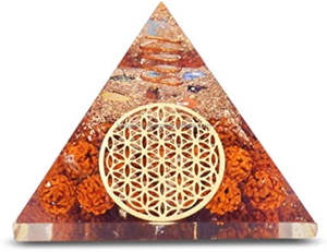 Pirámide de orgón Rudraksh Natural al por mayor para decoración del hogar curativa REIKI estilo Feng Shui Árbol de la vida Pirámide de orgón hecha de piedras preciosas - Product Image 1