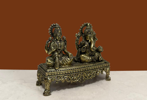 Nirmala Handicrafts Traditional Brass Lakshmi Ganesh on Chowki Wax Casting Handmade <b>Statue</b> for Home Temple Decor - Product Image 3