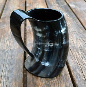 Taza de cuerno para beber de 400ml-500ml, jarra de cerveza de estilo Animal Natural de ágata pulida con asa - Product Image 2