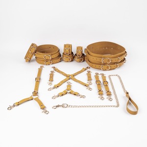 Full Grain Genuine Leather Restraints 16Pcs <b>Sets</b> Custom Branding Wholesale <b>Bondage</b> Gear Toy <b>Sets</b> RTTS-0021 - Product Image 3