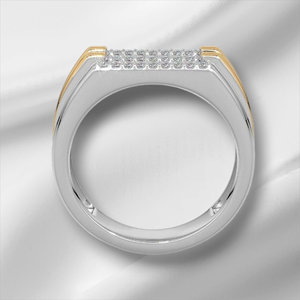Anillo de Plata de Ley 925 de Primera Calidad con Circonitas Cúbicas, Diseño de Línea Dorada, Banda Ancha, Anillo de Moda para Boda - Product Image 2