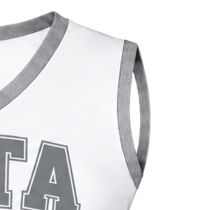 Haut d'uniforme de cheerleading gris sans manches, col en V, pour performance de danse d'équipe, compétition athlétique, vêtements de sport - Product Image 3