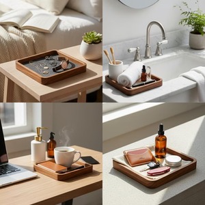 Handmade Wooden Serving <b>Tray</b> Rustic Natural Wood <b>Breakfast</b> <b>Tray</b> with Handles Eco-Friendly Decorative Food & Coffee Serving <b>Tray</b> - Product Image 2