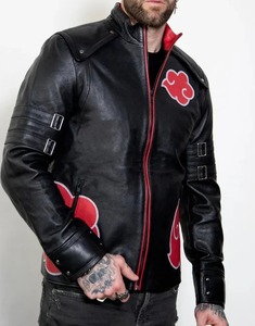 Men Anime Style Red Cloud Genuine Leather <b>Jacket</b> Streetwear <b>Biker</b> <b>Jacket</b> Akatsuki <b>Jacket</b> - Product Image 3