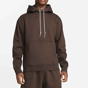 Men's <b>Brown</b> Hooded Fleece Sweatshirt Solid Color Casual Pocket Hoodie Autumn Wear Regular Fit - Product Image 1