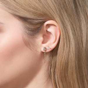 Invisible V Bottom Claw Prong <b>Stud</b> Earrings Pair Custom <b>Small</b> 14K 18K Solid Gold 1 Carat Oval Cut Lab Grown Diamond IGI Gold - Product Image 2