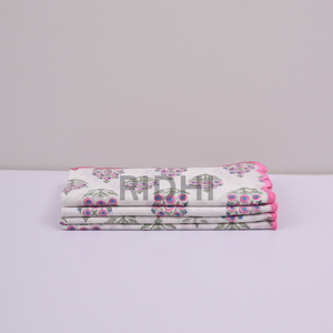 Serviettes de table en coton à motifs floraux roses et bleus, imprimées à la main, brodées, réutilisables, pour mariage et hôtel, vente en gros - Product Image 5