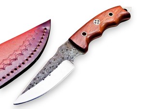 Cuchillo EDC de hoja fija personalizado Nordic Forge, mango de palisandro, funda de cuero, OEM personalizable, hoja completa de acero 12c27, industrial - Product Image 1