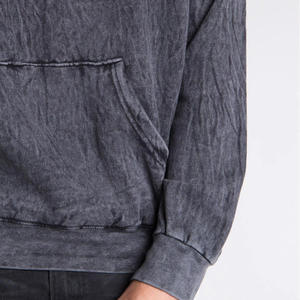 Sweat-shirt à capuche style pull, délavé à l'acide, personnalisable, en mélange de coton, streetwear, pour l'application de logo - Product Image 6