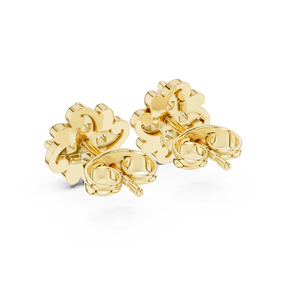 Boucles d'oreilles clous en or jaune 14K 18K avec diamant de laboratoire taille ronde, motif floral quatre pétales, 0.25CT DEF VVS, style moderne, ODM - Product Image 5