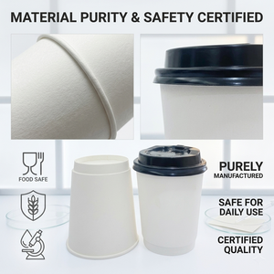 Vaso de Papel Desechable Aislado con Impresión Personalizada, Vaso de Café y Té de Doble Pared, Ecológico, Antiderrames, con Tapa, 4oz 6oz 9oz 10oz 12oz - Product Image 4