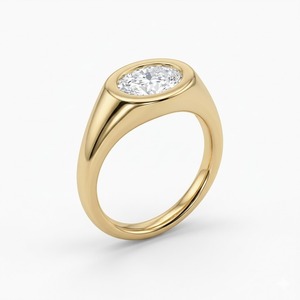 Anillo de Sello para Hombre de Uso Diario con Diamante Ovalado de Laboratorio de 2ct, Engastado en Bisel, de Oro Amarillo de 18K, Certificado IGI, Color DE, Claridad VVS2 - Product Image 4