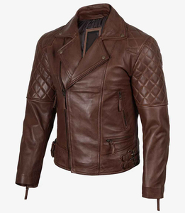 Wholesale Custom High Quality Premium Quality Cow <b>Leather</b> Bomber <b>Jacket</b> <b>Men</b> <b>Brown</b> Vintage Motorcycle Slim Fit Winter - Product Image 1