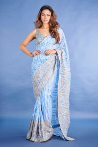 Sari en Georgette Traditionnel de Qualité Supérieure, Dernière Collection, Broderie Fantaisie et Sequins, Idéal pour Fêtes, Mariages, Filles, Style Indien - Product Image 5